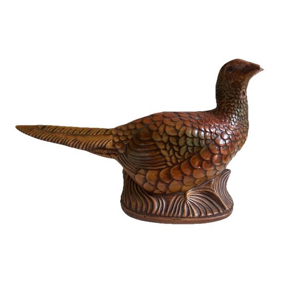 Ceramic Pheasant Bird 10.5” Arnel’s Vintage Hand painted Brown Green Red Tones - Picture 1 of 6